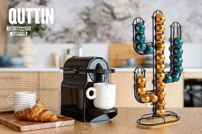 Inde Soporte 32 Cápsulas Café Cactus Quttin 9.6x41.5x19.5 cm (12 Unidades)