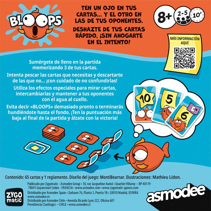 Asmodee Juego de Cartas Bloops Zygpun0101Es - Juego Familiar de Memoria para +8 Años