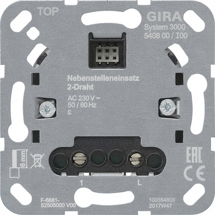 GIRA 540800 S3000 Inserto de 2 hilos para interruptor secundario GIRA 540800 S3000 Inserto de 2 hilos para interruptor secundario