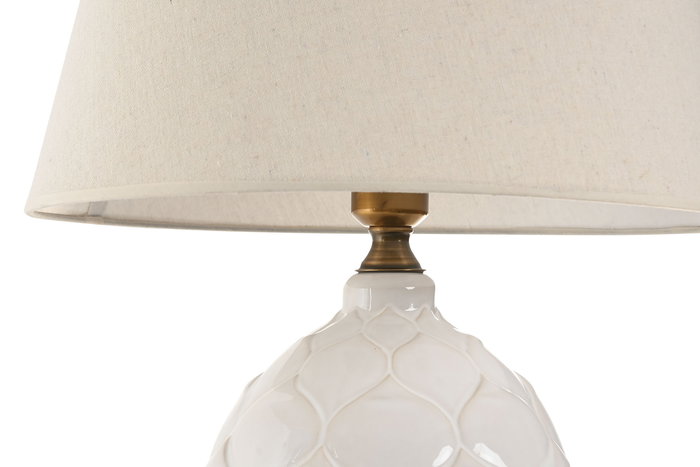 DKD Home Decor Lámpara Sobremesa Blanco Porcelana Lino 40 x 61 x 40 cm (2 Unidades) DKD Home Decor Lámpara Sobremesa Blanco Porcelana Lino 40 x 61 x 40 cm (2 Unidades)