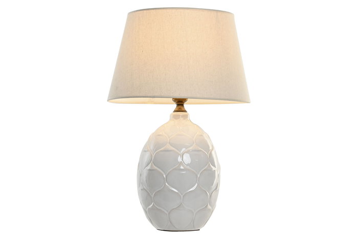 DKD Home Decor Lámpara Sobremesa Blanco Porcelana Lino 40 x 61 x 40 cm (2 Unidades) DKD Home Decor Lámpara Sobremesa Blanco Porcelana Lino 40 x 61 x 40 cm (2 Unidades)