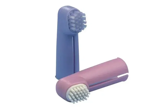 Kit de 2 cepillos dentales dedal con nylon y goma Kit de 2 cepillos dentales dedal con nylon y goma