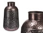 Giftdecor Jarron Relieve Ancho Plata Envejecido Metal 22.5x39.5x22.5 cm (Set de 4)