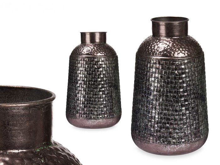 Giftdecor Jarron Relieve Ancho Plata Envejecido Metal 22.5x39.5x22.5 cm (Set de 4) Giftdecor Jarron Relieve Ancho Plata Envejecido Metal 22.5x39.5x22.5 cm (Set de 4)