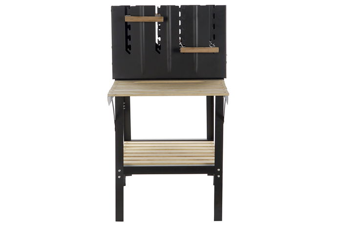 Barbacoa de Carbón con Ruedas DKD Home Decor Negro Natural Metal Acero 113 x 51 x 97 cm (113 x 51 x 97 cm)