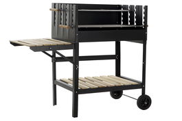 Barbacoa de Carbón con Ruedas DKD Home Decor Negro Natural Metal Acero 113 x 51 x 97 cm (113 x 51 x 97 cm)