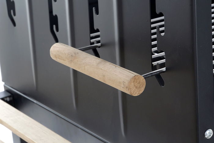 Barbacoa de Carbón con Ruedas DKD Home Decor Negro Natural Metal Acero 113 x 51 x 97 cm (113 x 51 x 97 cm)