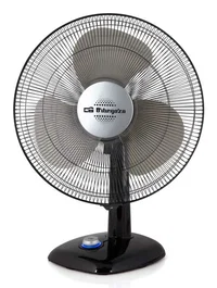 Orbegozo TF0124 Ventilador de Sobremesa 20 cm, Negro y Plata, 25W, 3 Aspas, 2 Velocidades, Oscilación 90°, Con Rejilla y Asa
