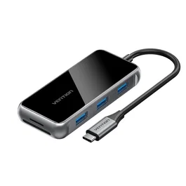 Vention TFMHB Docking Station 7 en 1 USB-C con HDMI 4K, 3x USB 3.0, Lector SD/MicroSD y PD 100W - Gris