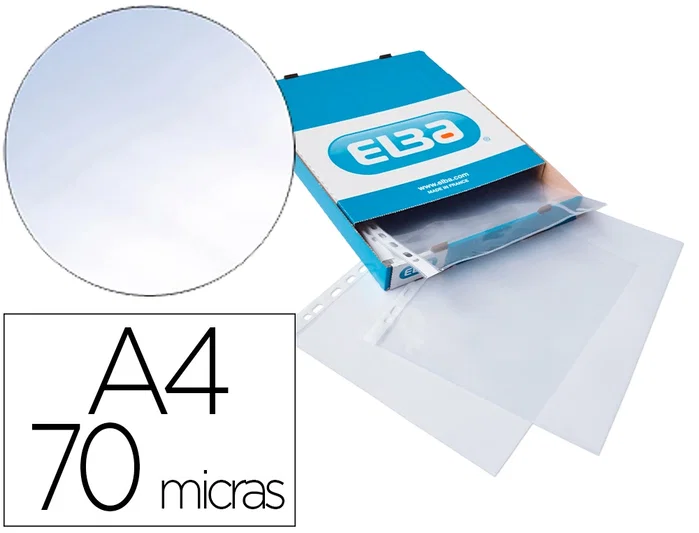 Elba Funda Multitaladro Standard A4 Cristal 70 Micras Caja de 100 Unidades