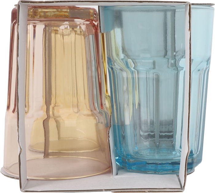 LAV Set de 4 Vasos Aras, 365 cc, 8.3 x 8.3 x 12 cm, Colores Variados (6 Cajas)