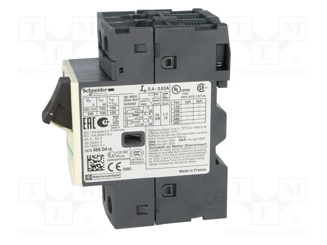 SCHNEIDER ELECTRIC GV2ME04 Interruptor motorizado 0,12/0,18kW 230÷690VAC