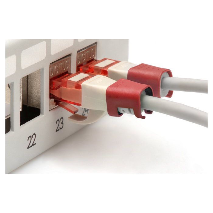 Digitus Pinzas de color para cables de conexión RJ45, Rojo, 100 piezas