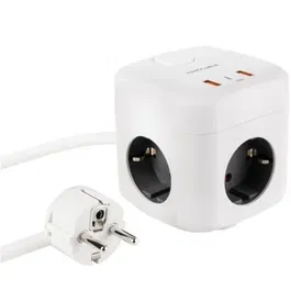 Nano Cable Regleta 10.37.0011, 3 Tomas de Corriente, 2 USB Tipo-A + 1 USB Tipo-C, Cable 1.4m, Blanca