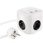 Nanocable Regleta Cubo con 3 Enchufes y 3 USB (2 USB-A + 1 USB-C), GaN, Blanco