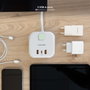 Nanocable Regleta Cubo con 3 Enchufes y 3 USB (2 USB-A + 1 USB-C), GaN, Blanco