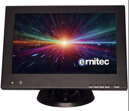 Ernitec Monitor de Vigilancia 10.1" Full-HD 24/7 con HDMI, BNC y VGA, Compatible con Cámaras TVI/AHD/CVI