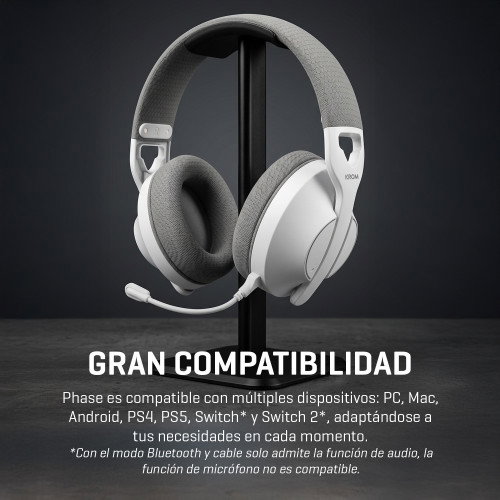 Krom Phase Auriculares Gaming Inalámbricos con Micrófono, Blanco Krom Phase Auriculares Gaming Inalámbricos con Micrófono, Blanco