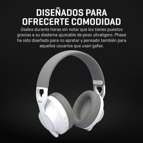 Krom Phase Auriculares Gaming Inalámbricos con Micrófono, Blanco Krom Phase Auriculares Gaming Inalámbricos con Micrófono, Blanco