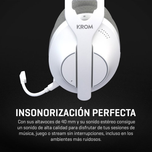 Krom Phase Auriculares Gaming Inalámbricos con Micrófono, Blanco Krom Phase Auriculares Gaming Inalámbricos con Micrófono, Blanco