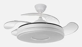 Abrila Dani Ventilador de Techo 1060 mm con Mando a Distancia y Luz LED de 3 Colores, Motor DC, Aspas Transparentes