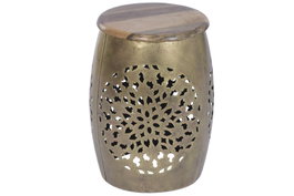 DKD Home Decor Mesita Auxiliar Oriental Dorado Marron 30 x 42 x 30 cm