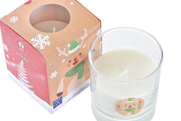 DKD Home Decor Vela Navidad Tradicional Amigos Santa Blanco Azul 8 x 8 x 9 cm (3 Unidades)