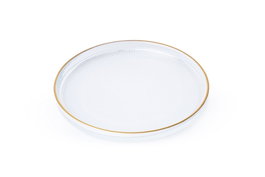 Hermia Loren6p Juego de Platos para Postres de Vidrio Transparente con Acentos Dorados para 6 Unidades 16 cm