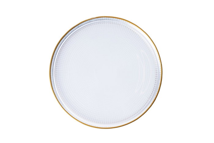 Hermia Loren6p Juego de Platos para Postres de Vidrio Transparente con Acentos Dorados para 6 Unidades 16 cm