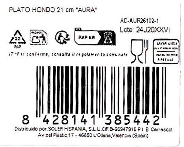 Alfares Plato Hondo Aura 21cm (Set de 12) de la colección Aura