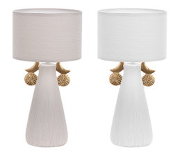 DKD Home Decor Lámpara de Sobremesa de Cerámica, Pack de 2, Surtido Blanco o Beige
