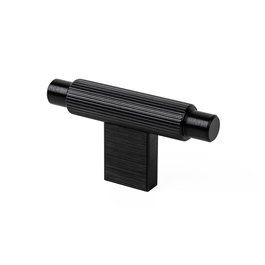 Viefe Pomo Arpa Aluminio Efecto Inox, Laton Cepillado, Negro Cepillado Distancia Agujeros 70x37