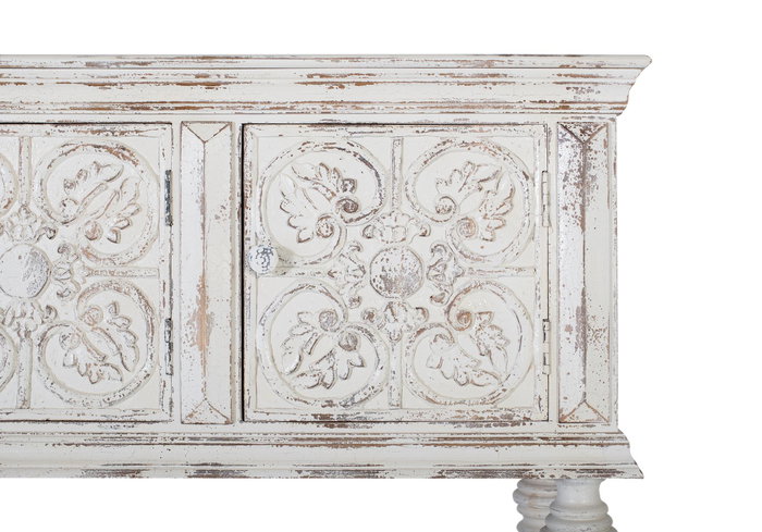 Giner y Colomer Consola de Madera de Mango Blanco Decapé 148 cm