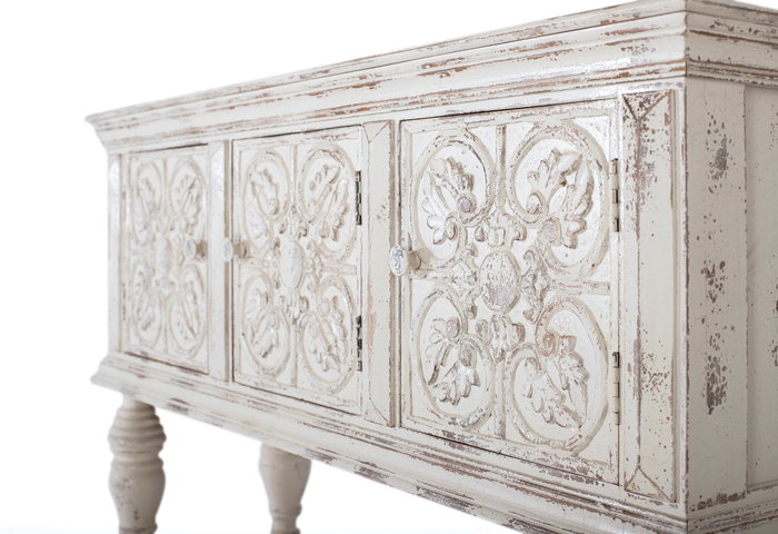 Giner y Colomer Consola de Madera de Mango Blanco Decapé 148 cm