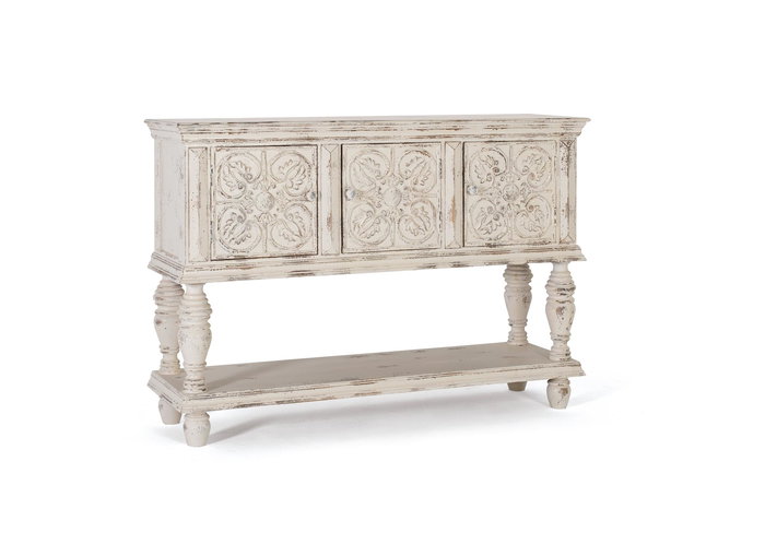 Giner y Colomer Consola de Madera de Mango Blanco Decapé 148 cm