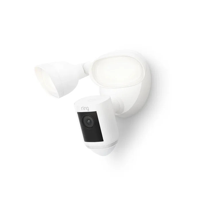 Ring Floodlight Cam Wired Pro - Cámara de Seguridad IP para Exterior Wifi, Full HD 1080p, Visión Nocturna, Resistente a la Intemperie, Integración Alexa, Luz 2000 Lm, Blanco