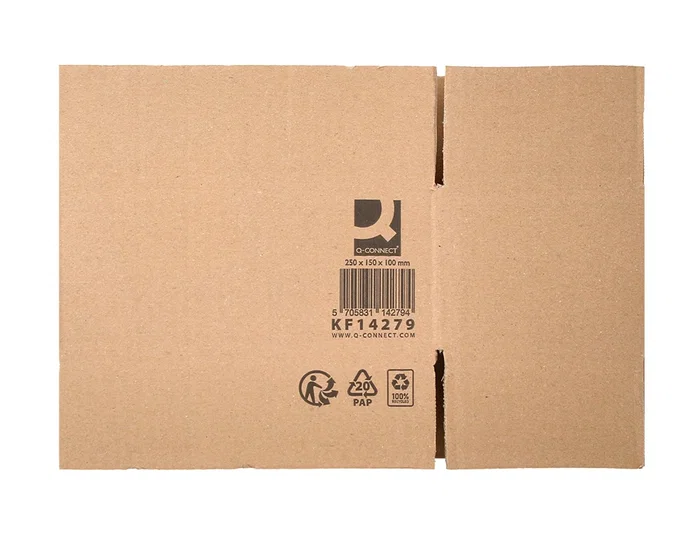 Q-connect Caja embalar americana carton reciclado canal simple 5 mm color kraft 250x150x100 mm