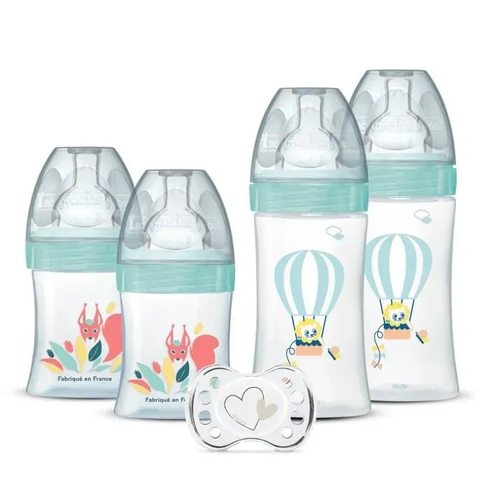 Dodie Set de 4 Biberones de Parto con Tetina Plana Anticolicos (2x150mL y 2x270mL) + Chupete de Parto DOD3700763511610 Dodie Set de 4 Biberones de Parto con Tetina Plana Anticolicos (2x150mL y 2x270mL) + Chupete de Parto DOD3700763511610