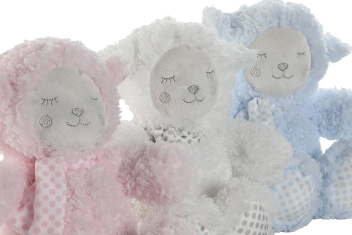 DKD Home Decor Peluche Manta Bebé Rosa, Azul, Beige Poliéster 100 x 1 x 80 cm Set 2 Piezas