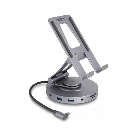 DeLOCK Dockingstation 4K con soporte giratorio 360° Gris