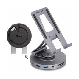 DeLOCK Dockingstation 4K con soporte giratorio 360° Gris