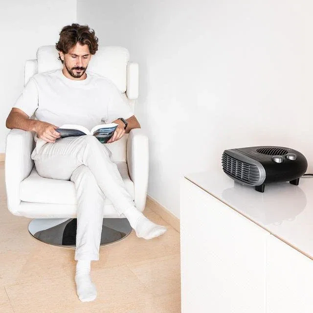 Cecotec Termoventilador Eléctrico ReadyWarm 2000 MAX Horizon Black, Calefactor 2000W sin Aspas con Termostato, 3 Modos (Cool/Warm/Hot), Portátil para Habitaciones hasta 20 m²