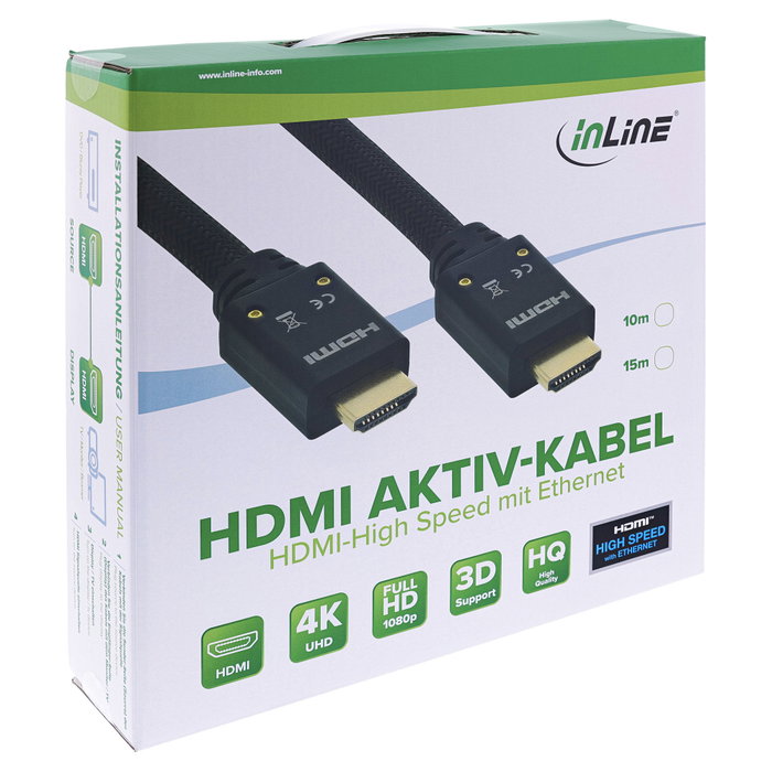 InLine Cable HDMI 17515A de 15m, 4K, 3D, Negro InLine Cable HDMI 17515A de 15m, 4K, 3D, Negro