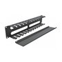 DeLOCK Panel de gestión de cables 19 pulgadas 2U negro con 4 aberturas
