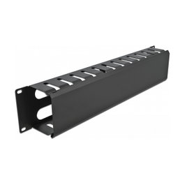 DeLOCK Panel de gestión de cables 19 pulg. 2U con 4 aberturas Negro
