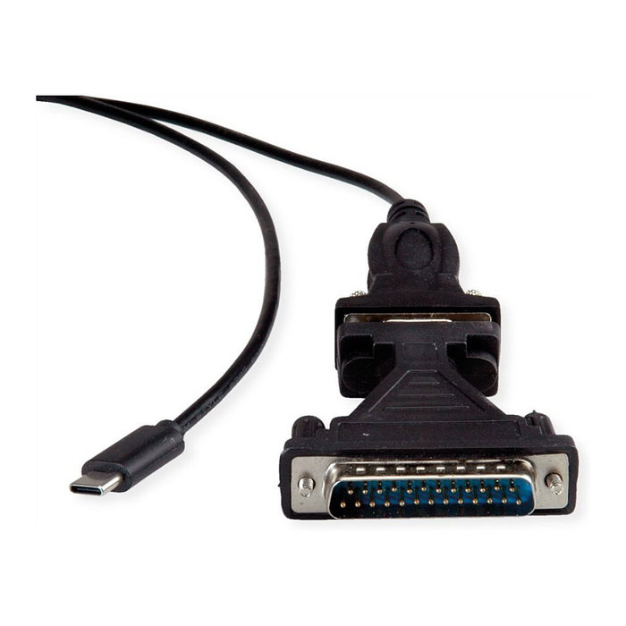 VALUE 12.99.1162 Cable Convertidor USB-C a RS232 DB9/DB25 Macho Negro 1.8m