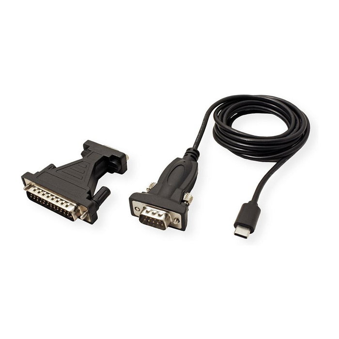 VALUE 12.99.1162 Cable Convertidor USB-C a RS232 DB9/DB25 Macho Negro 1.8m