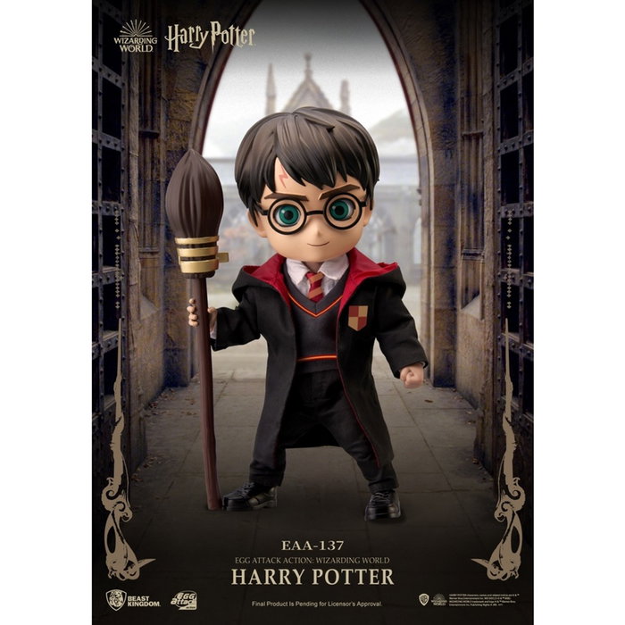 Beast Kingdom Figura Egg Attack Harry Potter de ABS y PVC, 11 cm, con 2 cabezas intercambiables, 4 manos, 5 accesorios, Hedwig y base