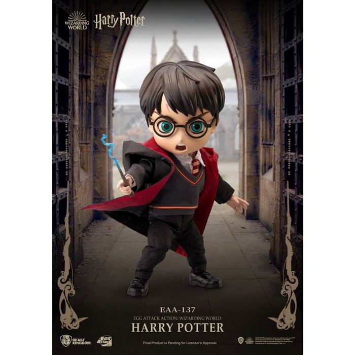 Beast Kingdom Figura Egg Attack Harry Potter de ABS y PVC, 11 cm, con 2 cabezas intercambiables, 4 manos, 5 accesorios, Hedwig y base