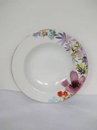 DKD Home Decor Plato de Porcelana Flores Shengda 21 Multicolor 22x22x3 cm